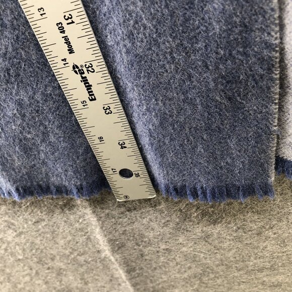 M0851 Wool Scarf Dusty Blue Fringe Rectangle Oversized Winter - Picture 6 of 7